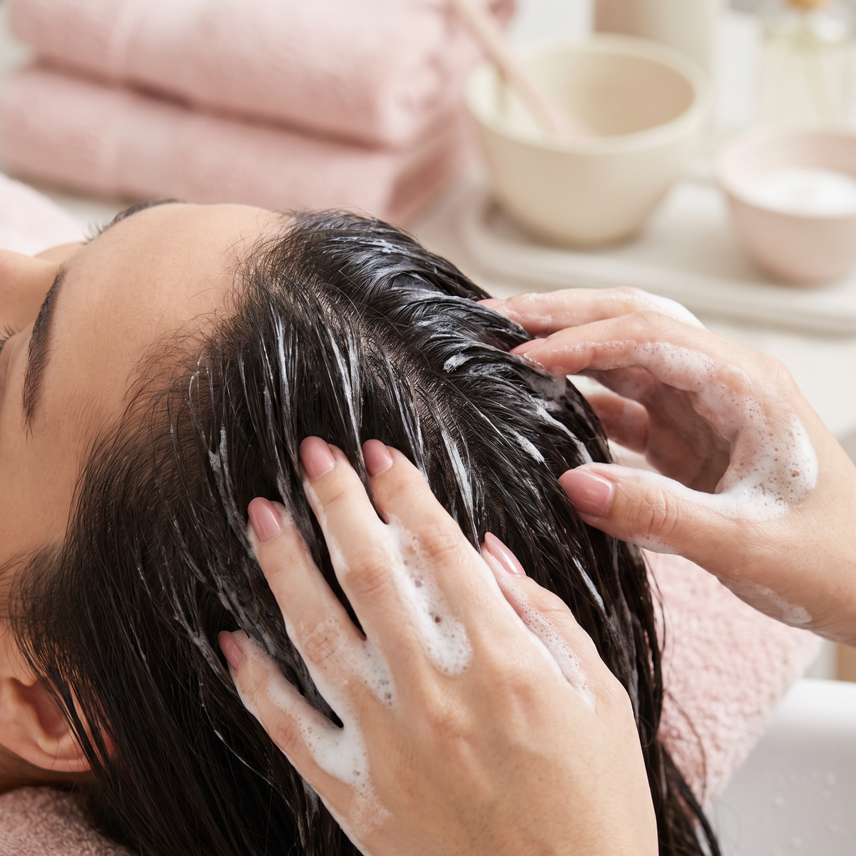 Healthy scalp and hair roots close-up