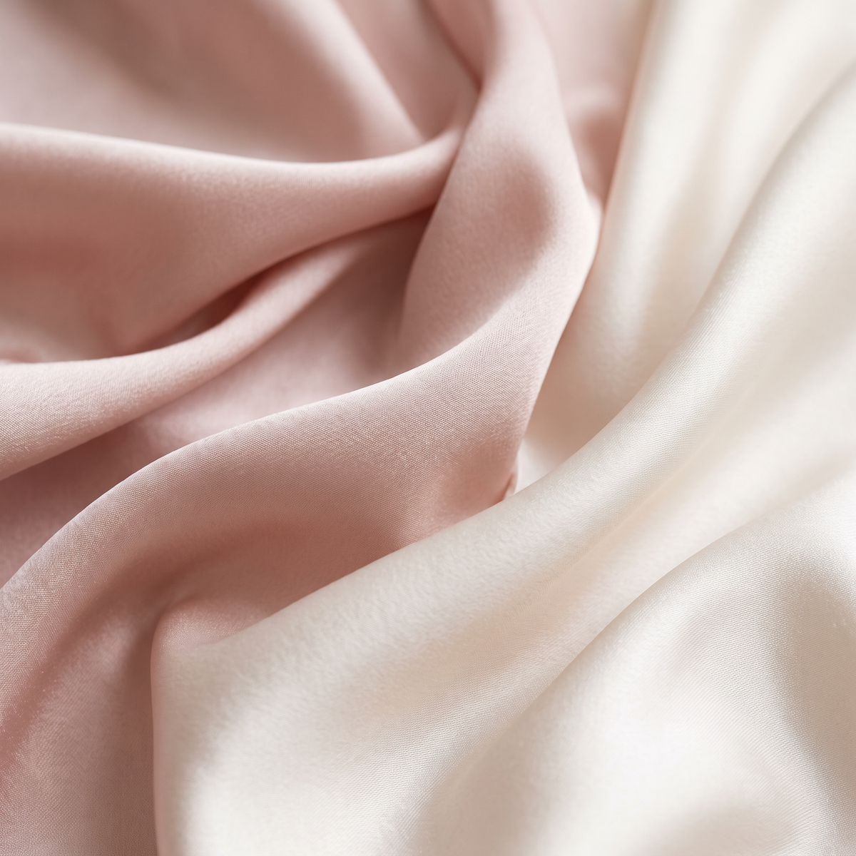 Smooth satin fabric folds close-up