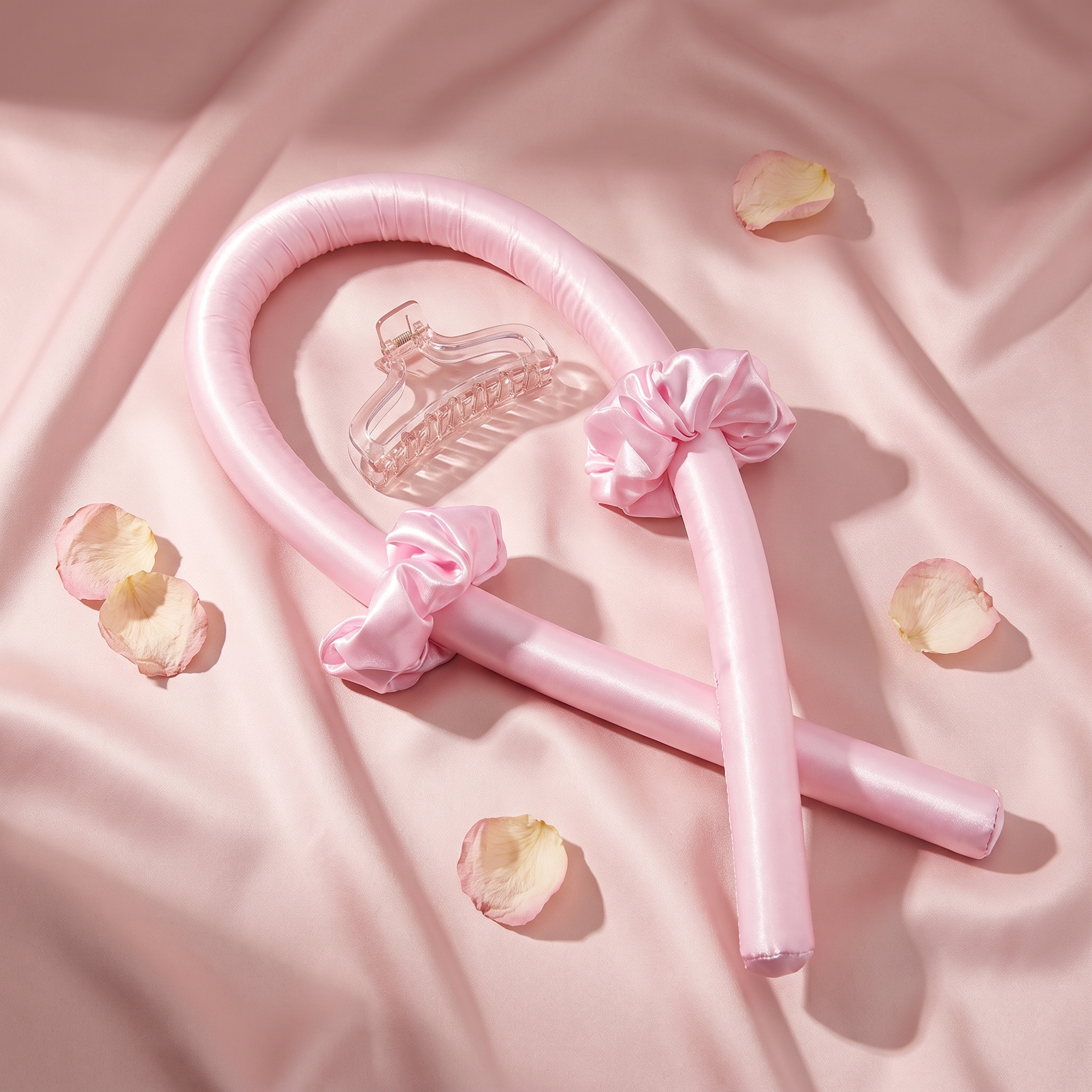 Heatless curl kit satin curling rod and scrunchie