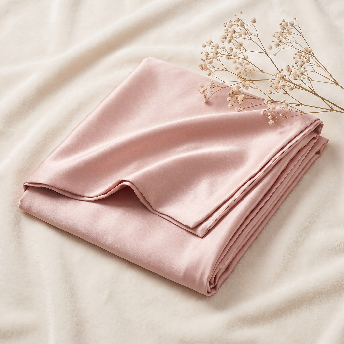 Revonae satin pillowcase in soft blush pink